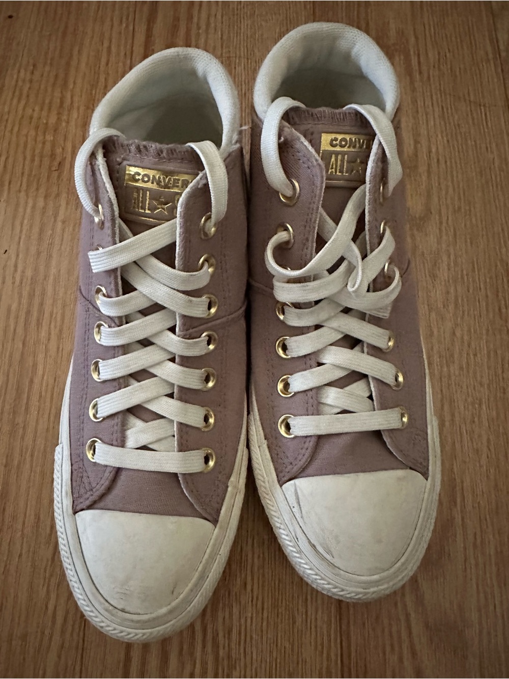 Converse Women's Dusty Rose High-Top Sneakers with Gold Eyelets